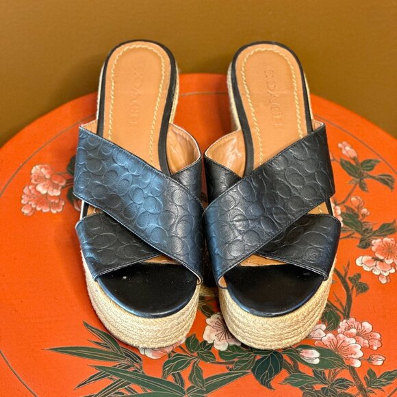 Coach Cross Band Wedge Slide Sandal - EU 37 / US 6.5 - Picture 1 of 8